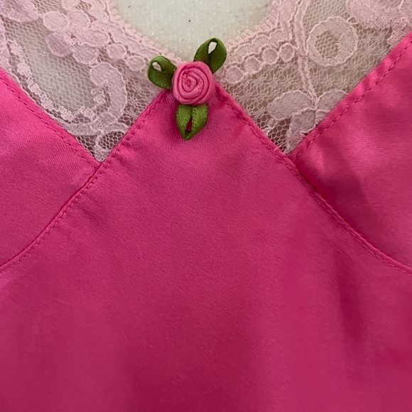 Betsey Johnson Fuchsia Satin Chemise with Lace - Picture 4 of 16